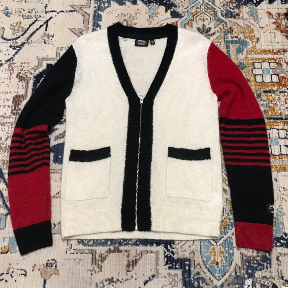 🐲💙WESC color blocked wool-mohair blend Unisex Knitted sweater - Picture 4 of 10